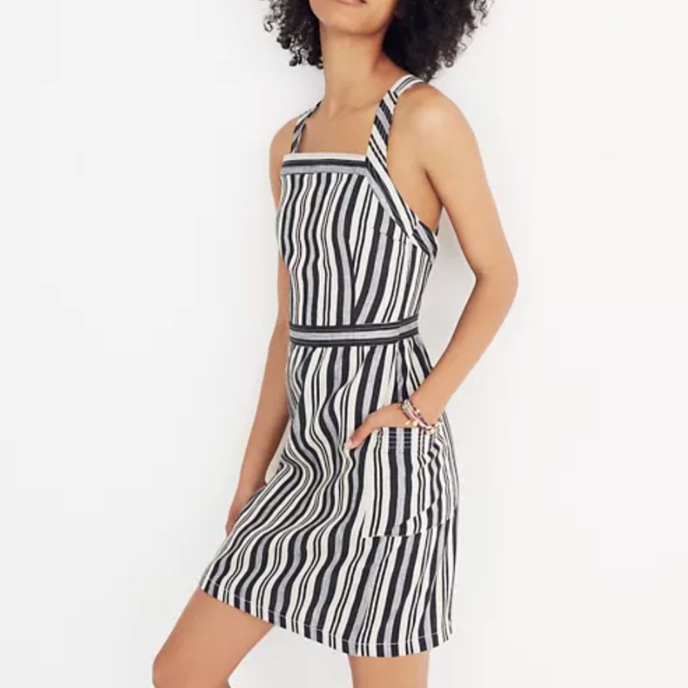 Madewell Cross Back Apron Mini Dress Striped